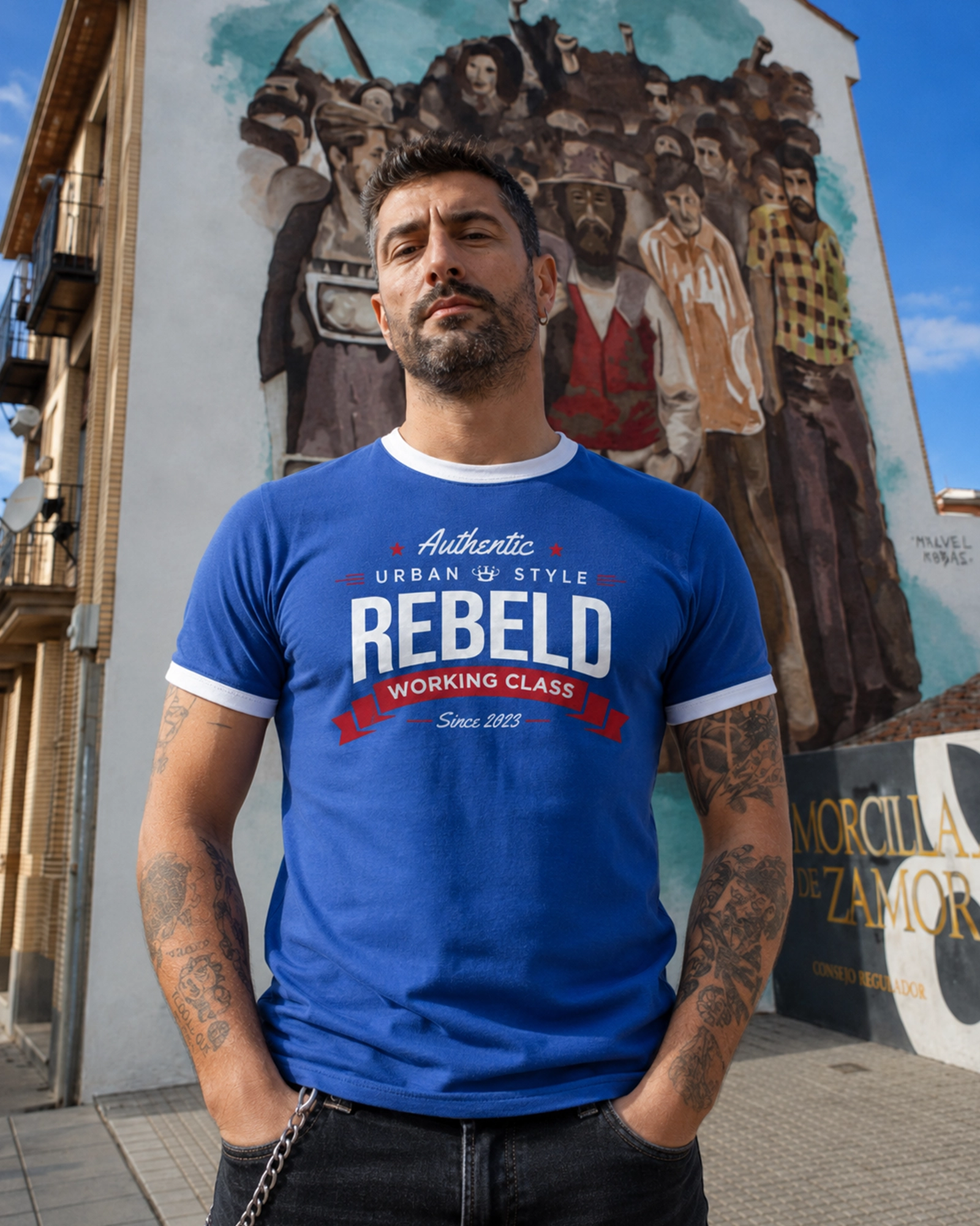 Rebeld WORKING CLASS | Camiseta Ringer hombre - Imagen 2