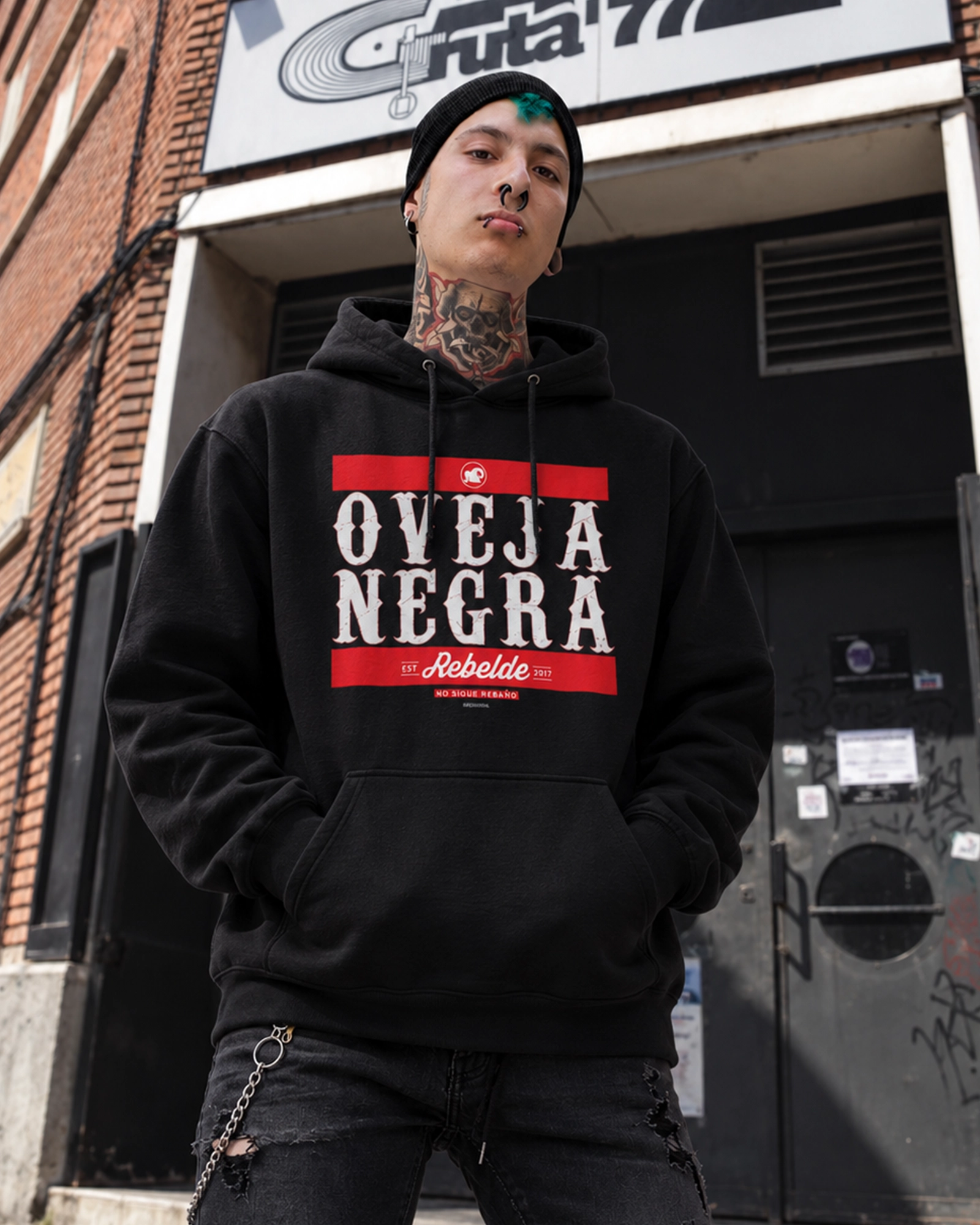 Oveja Negra Rebelde URBAN | Sudadera Capucha SU1087 hombre - Imagen 3