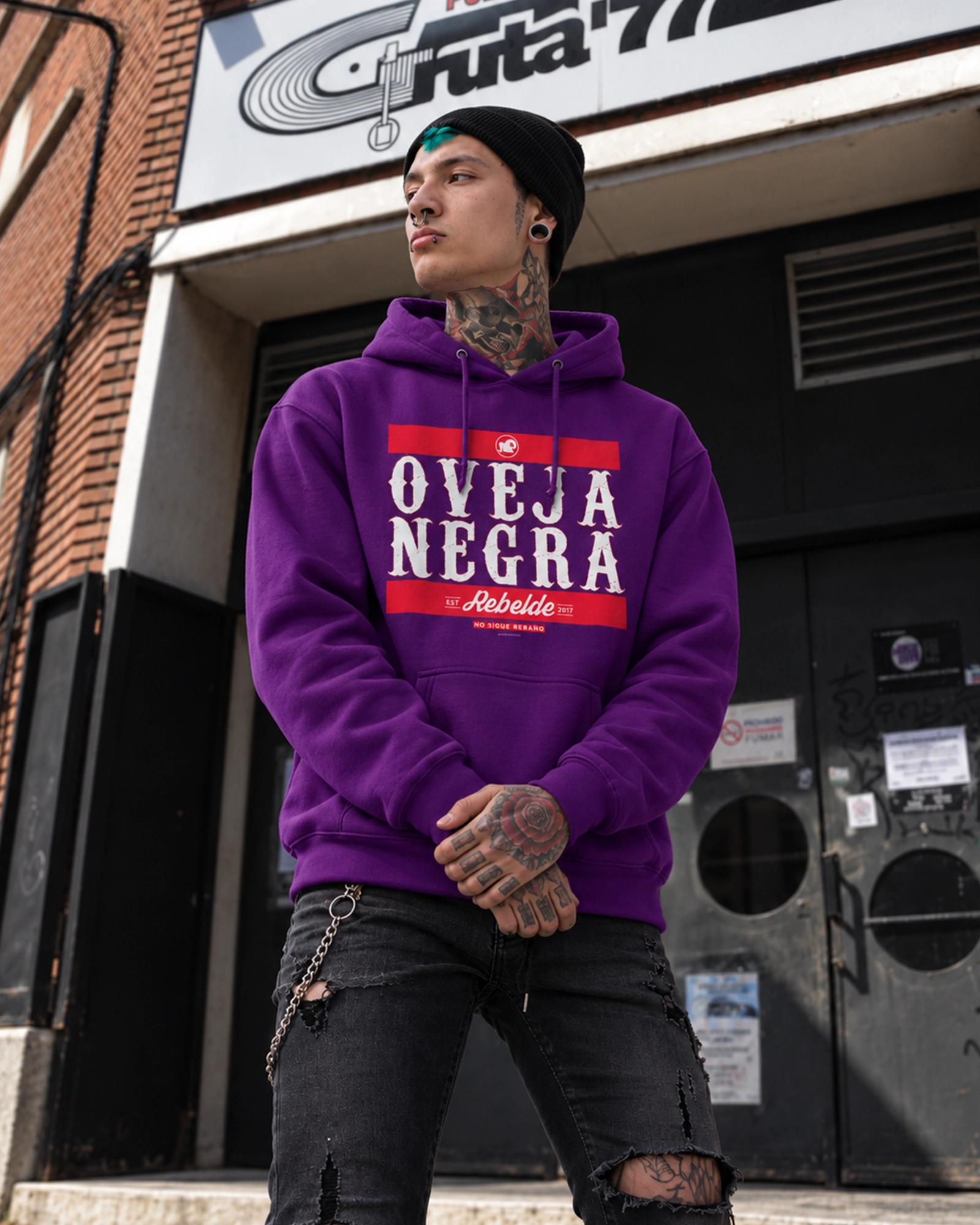 Oveja Negra Rebelde URBAN | Sudadera Capucha SU1087 hombre - Imagen 4
